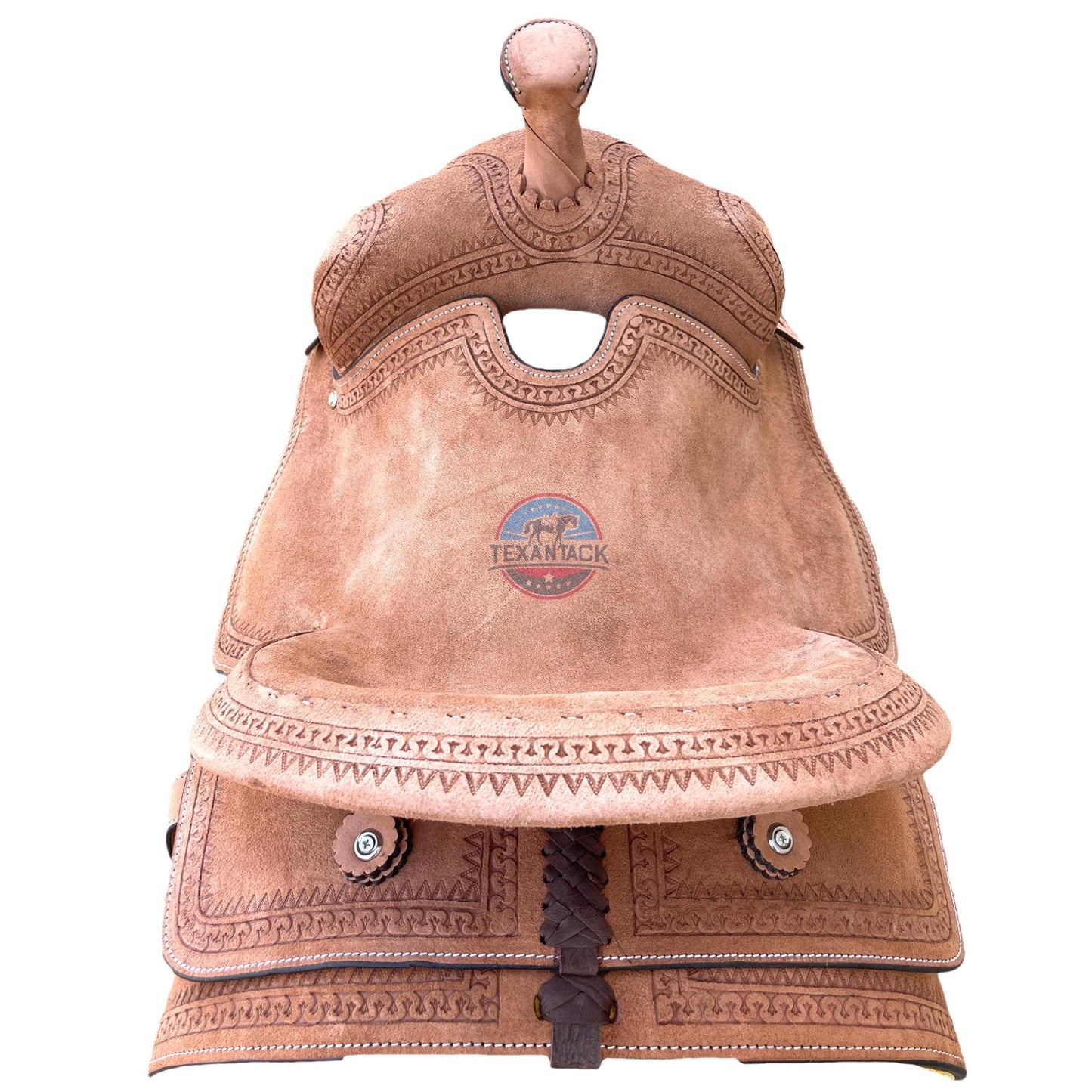 Youth Western Ranch Saddle: Serpentine Tooled Leather, Hard Seat TEXANTACK