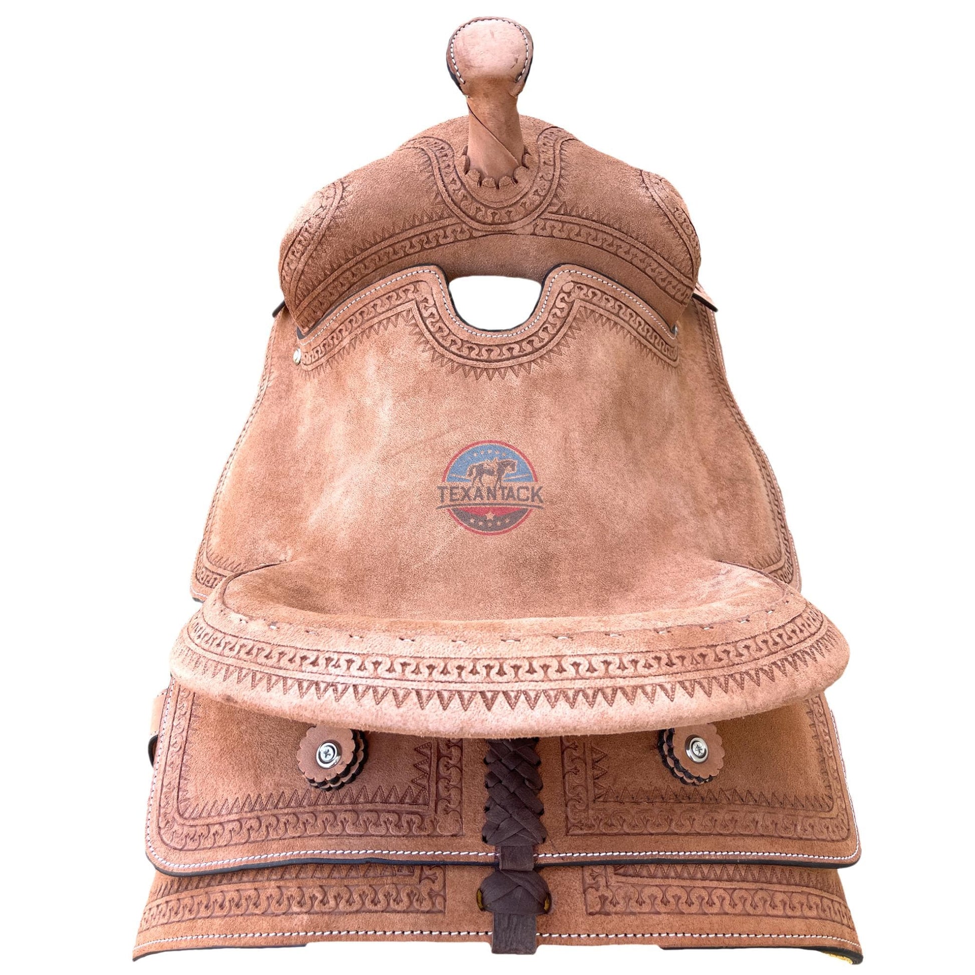 Youth Western Ranch Saddle: Serpentine Tooled Leather, Hard Seat TEXANTACK