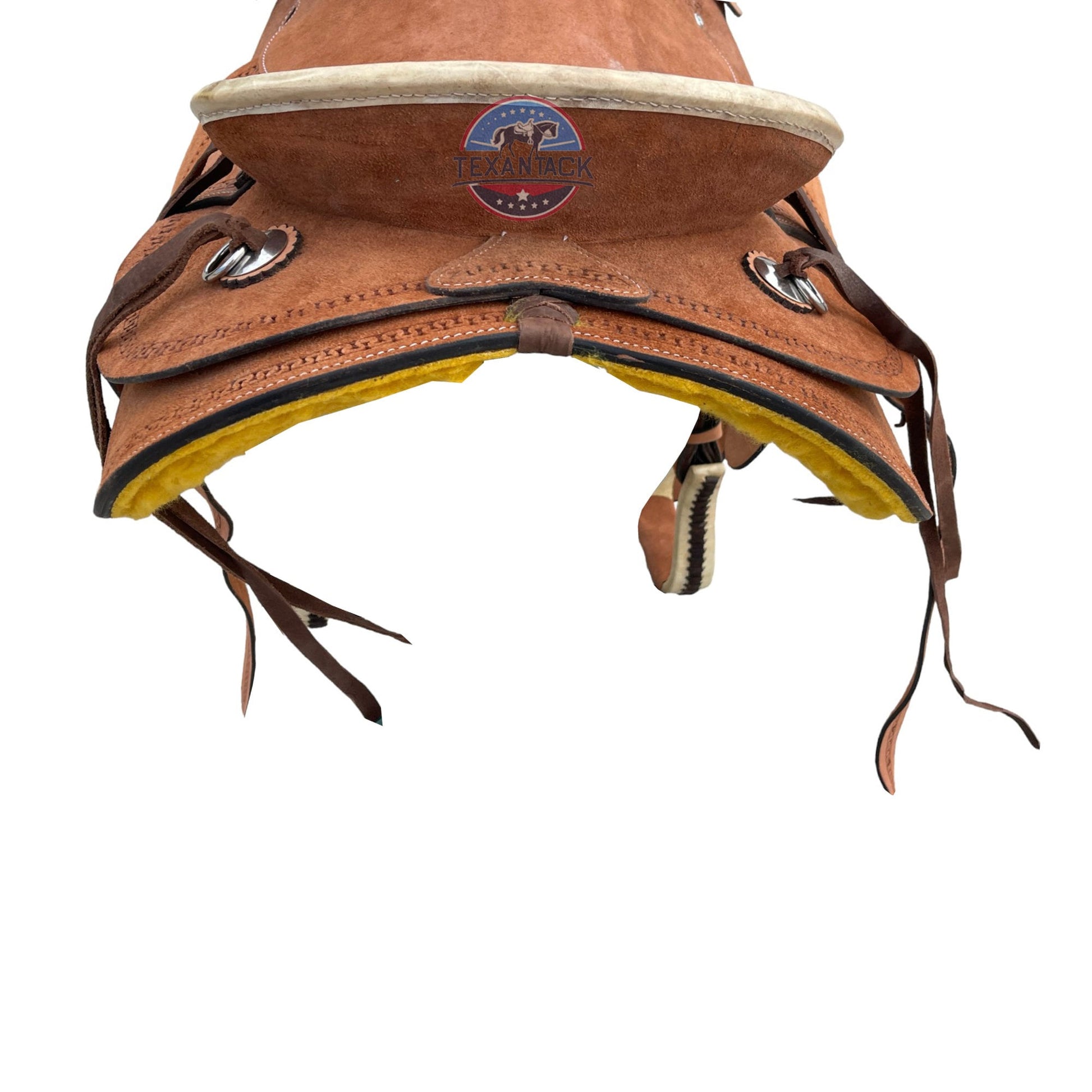 Roughout Leather Ranch Saddle: Serpentine Tooled Western Saddle TEXANTACK