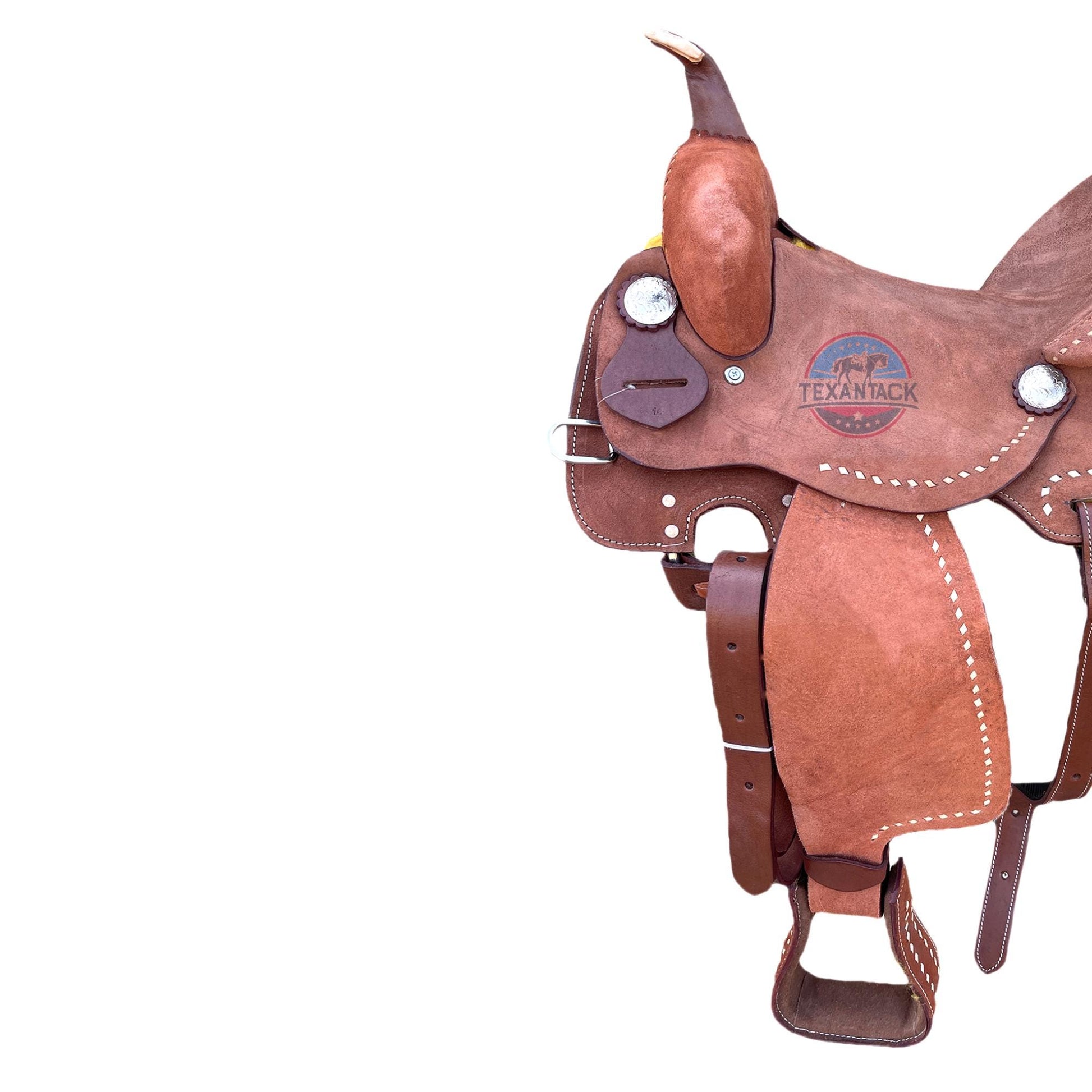 14.5" Roughout Leather Barrel Racing Saddle: Lightweight Western Horse Saddle TEXANTACK