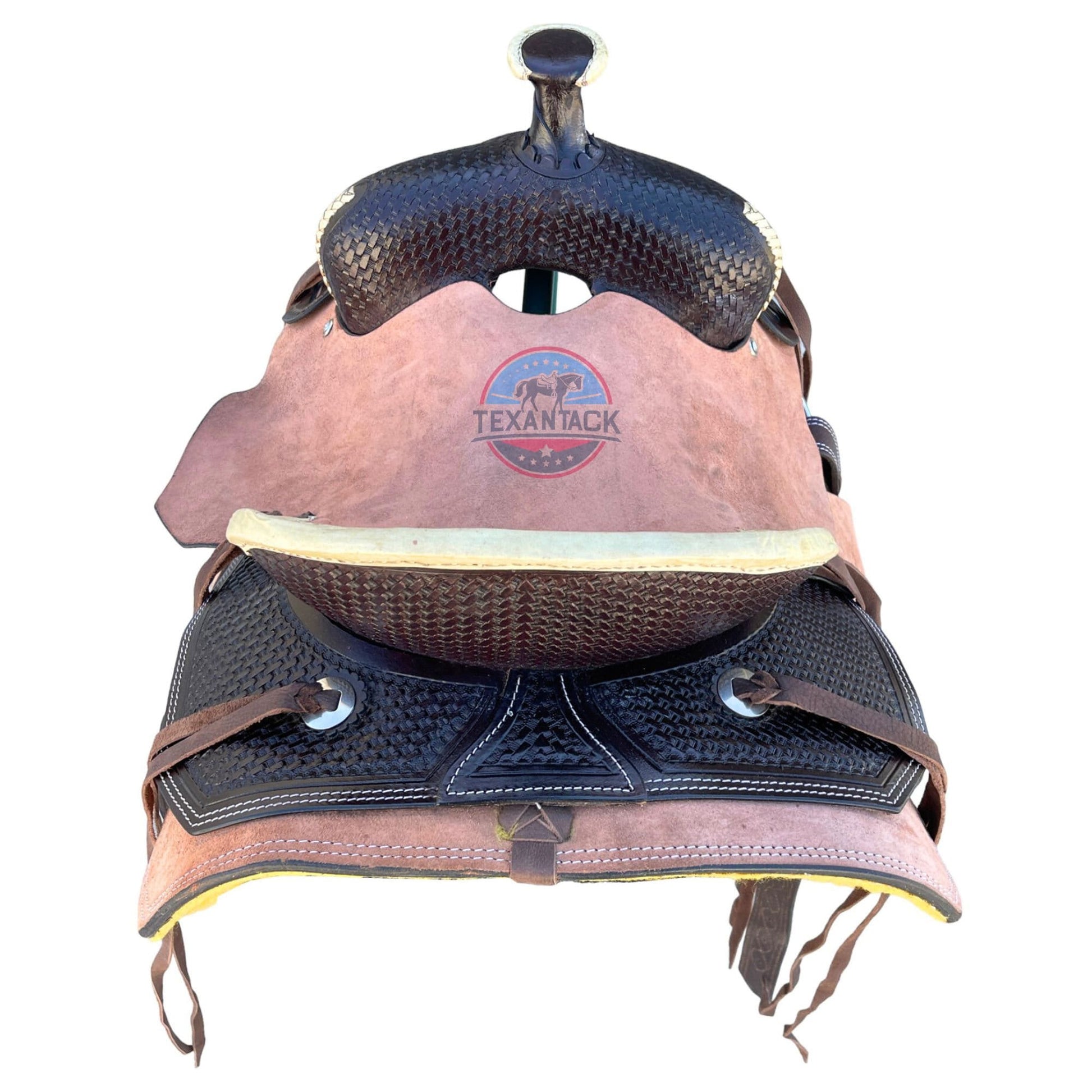 Two-Tone Leather Horse Saddle: Roughout Ranch Saddle (Sizes 10"–18.5") TEXANTACK
