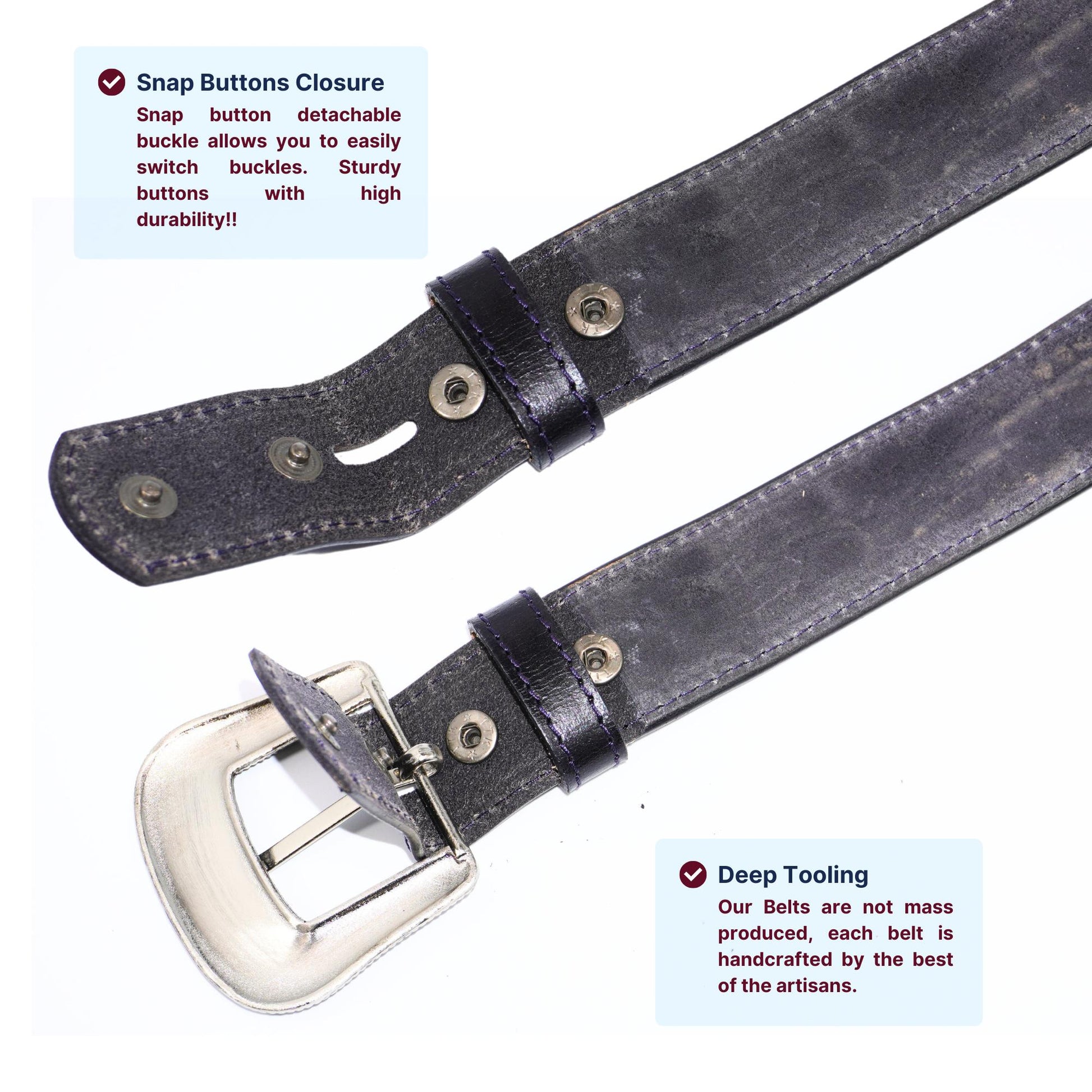 Hand-Tooled Full Grain Leather Western Belt: Embossed Unisex Design TEXANTACK