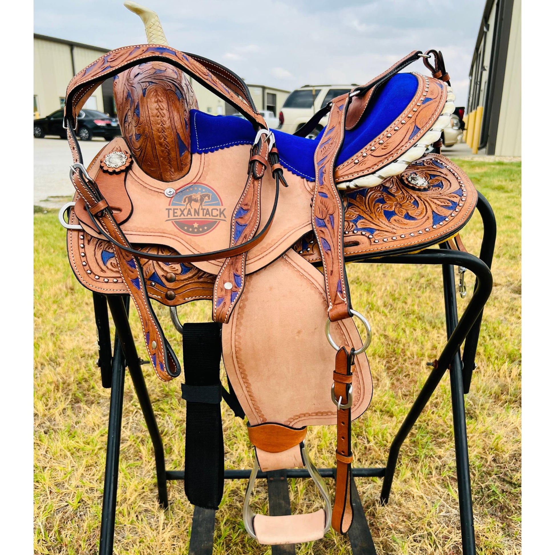 Youth Western Saddle: Handcrafted Leather with Suede Seat & Floral Tooling TEXANTACK