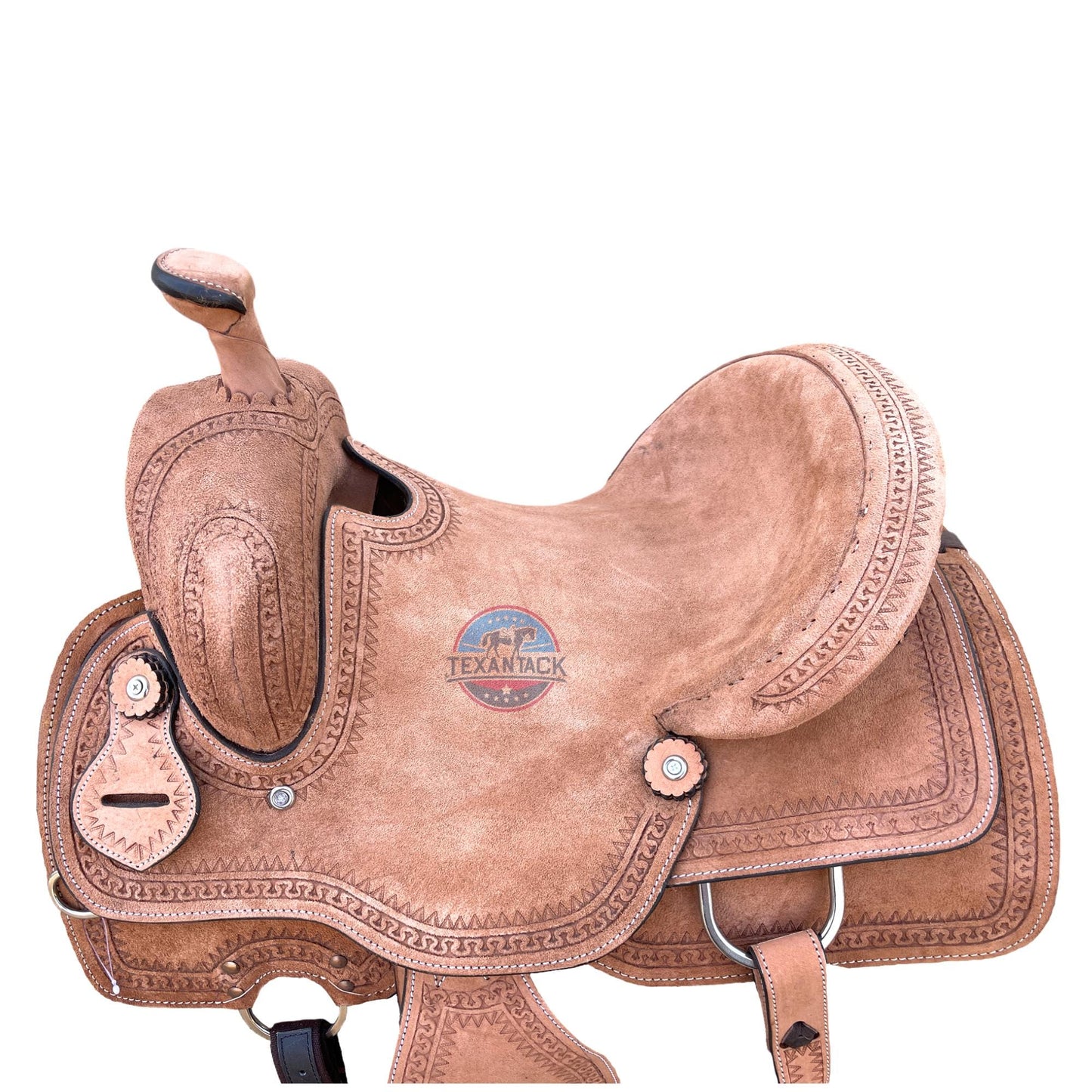 Youth Western Ranch Saddle: Serpentine Tooled Leather, Hard Seat TEXANTACK