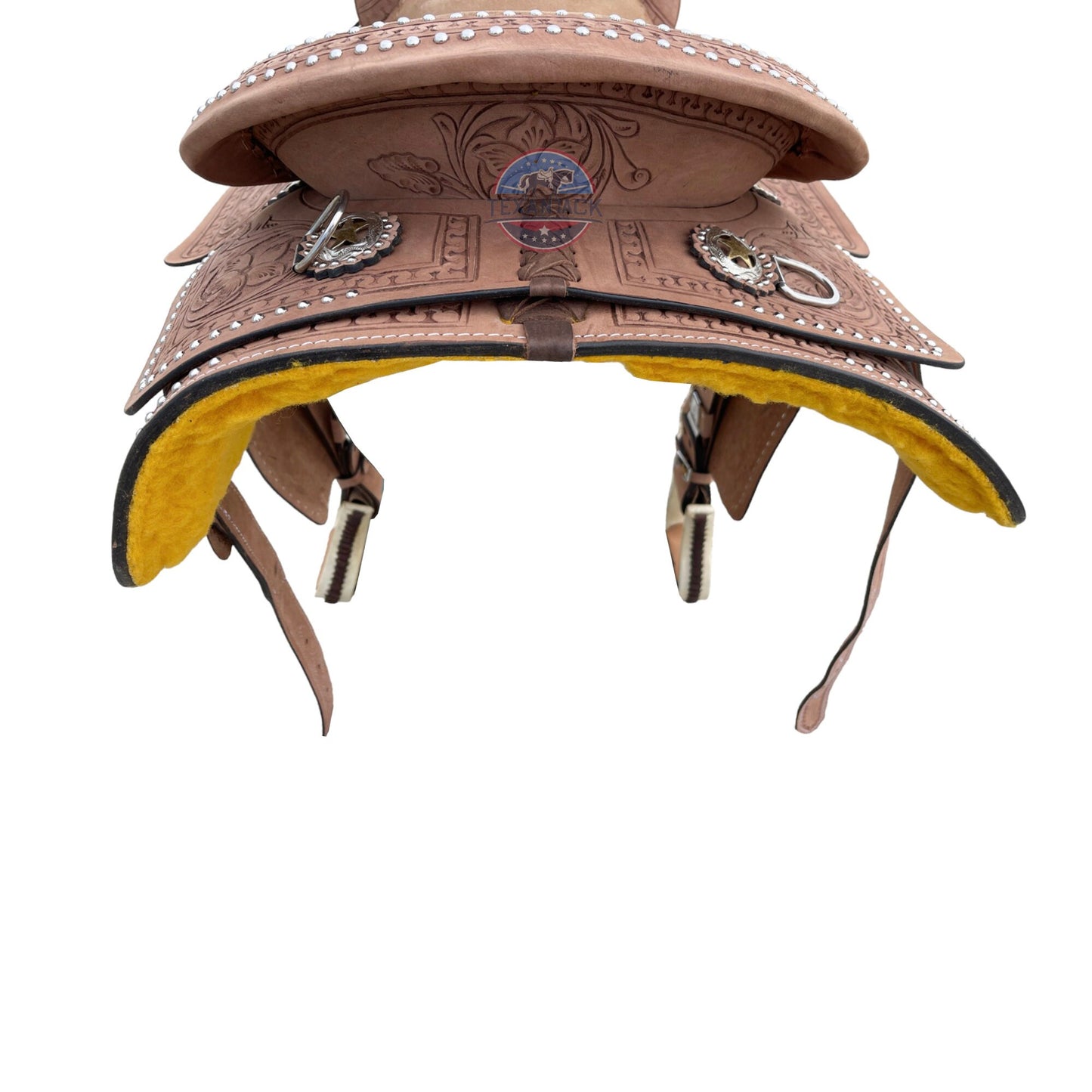 Silver Beaded Leather Western Saddle: Floral Tooling, Free Tack Set TEXANTACK