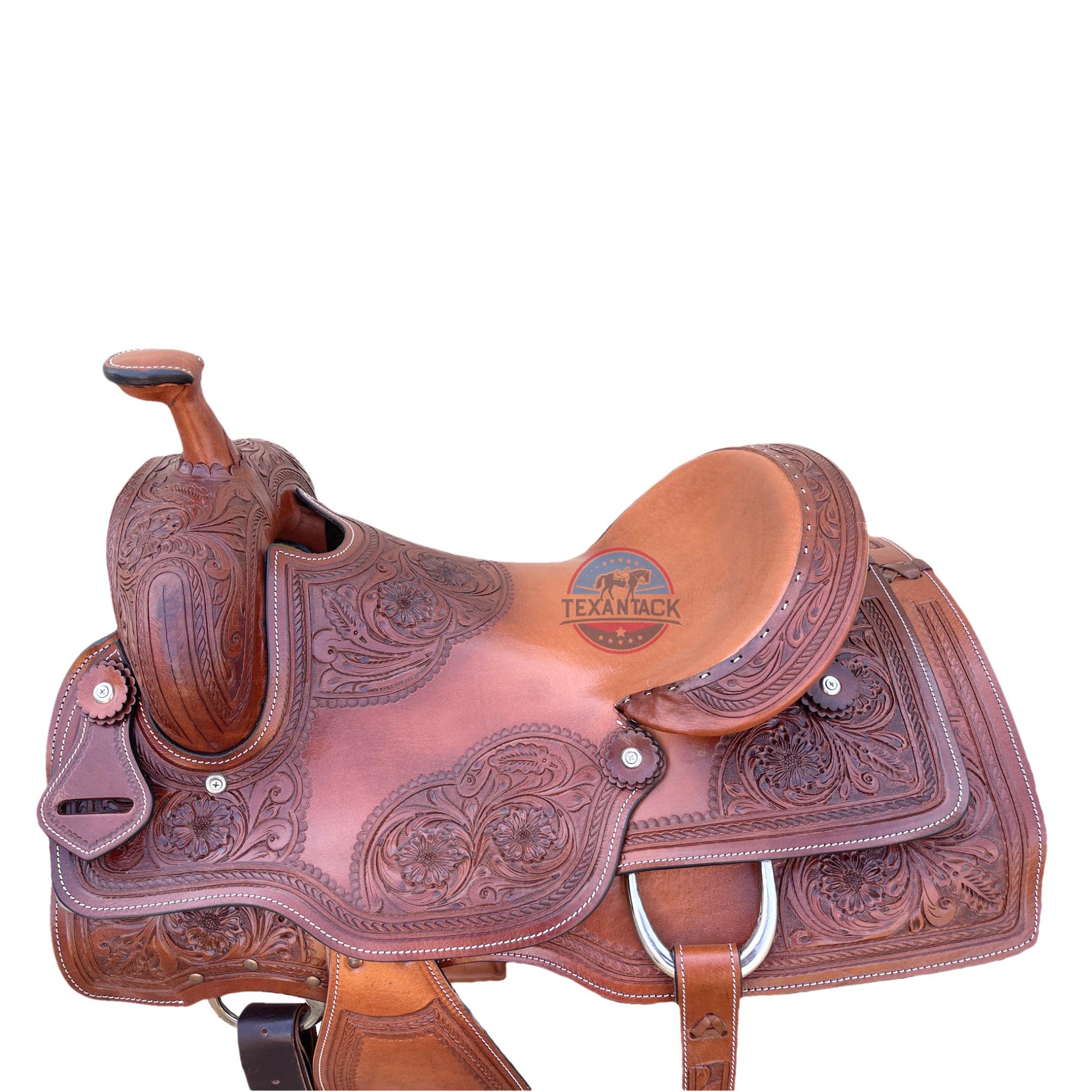 Premium Ranch Cutter Saddle | Hand Tooled Leather | 14"-17" Seat | FQHB 7" Gullet | Oily & Non-Oily Finish | Western Horse Saddle TEXANTACK