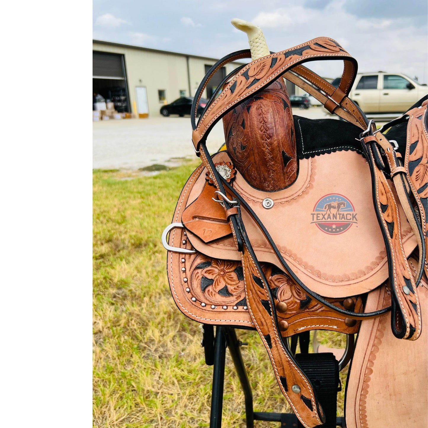 Youth Western Saddle: Handcrafted Leather with Suede Seat & Floral Tooling TEXANTACK
