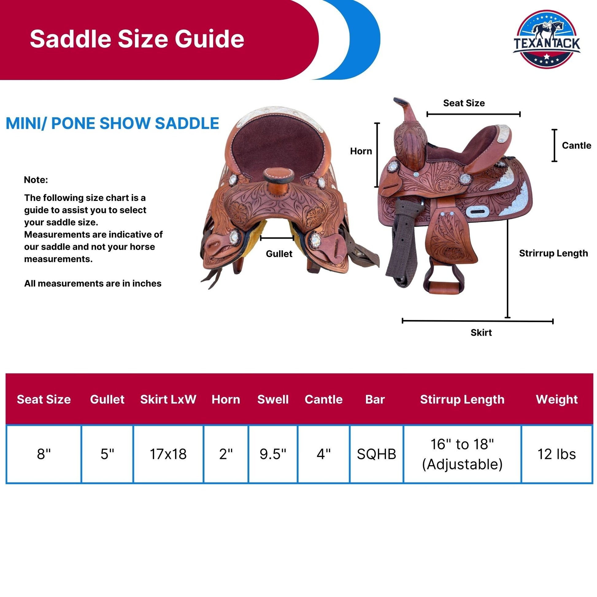 Miniature Western Silver Show Saddle - 8 inch TEXANTACK