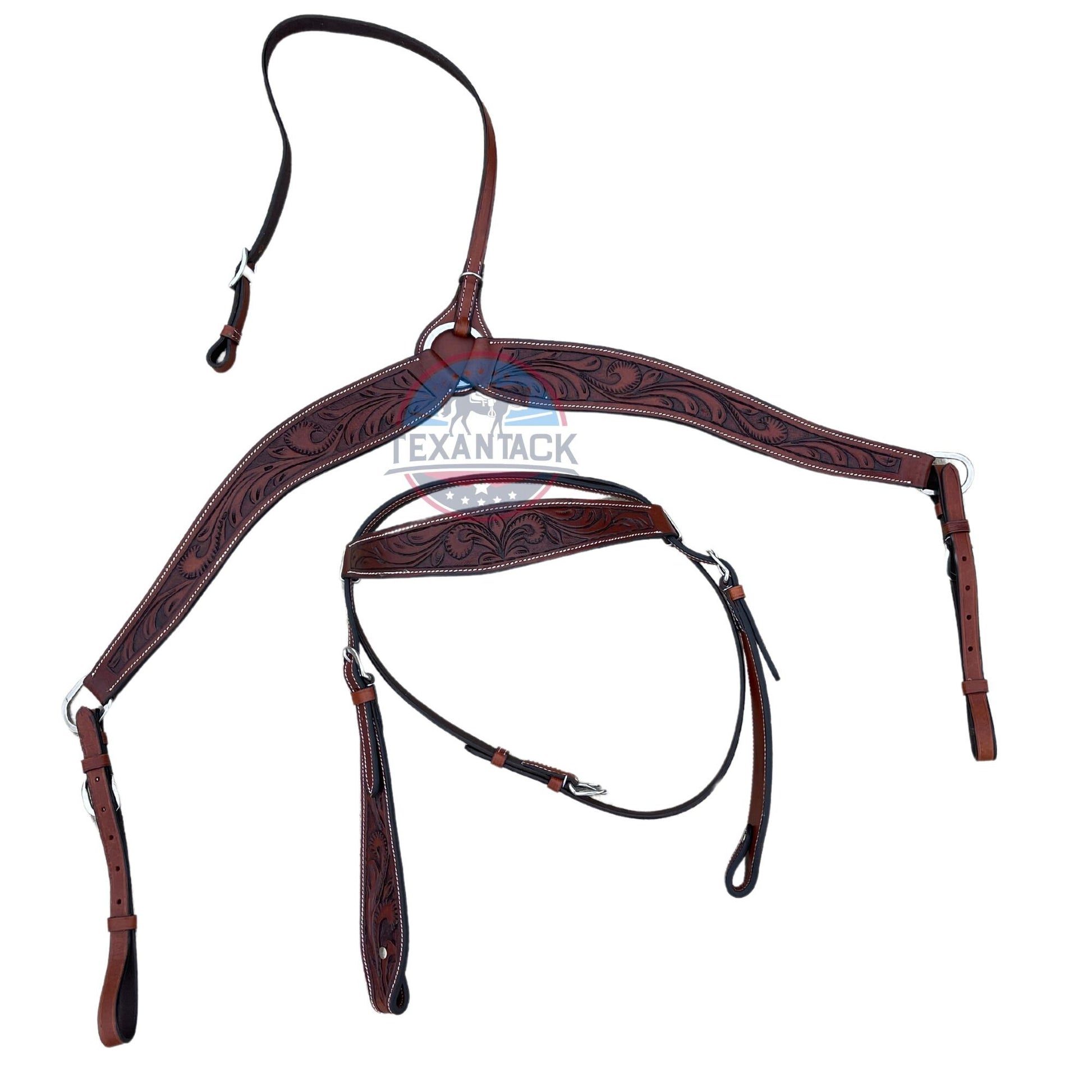 Argentinian Leather Western Saddle: Floral Tooled Pleasure & Trail with Silver Conchos TEXANTACK