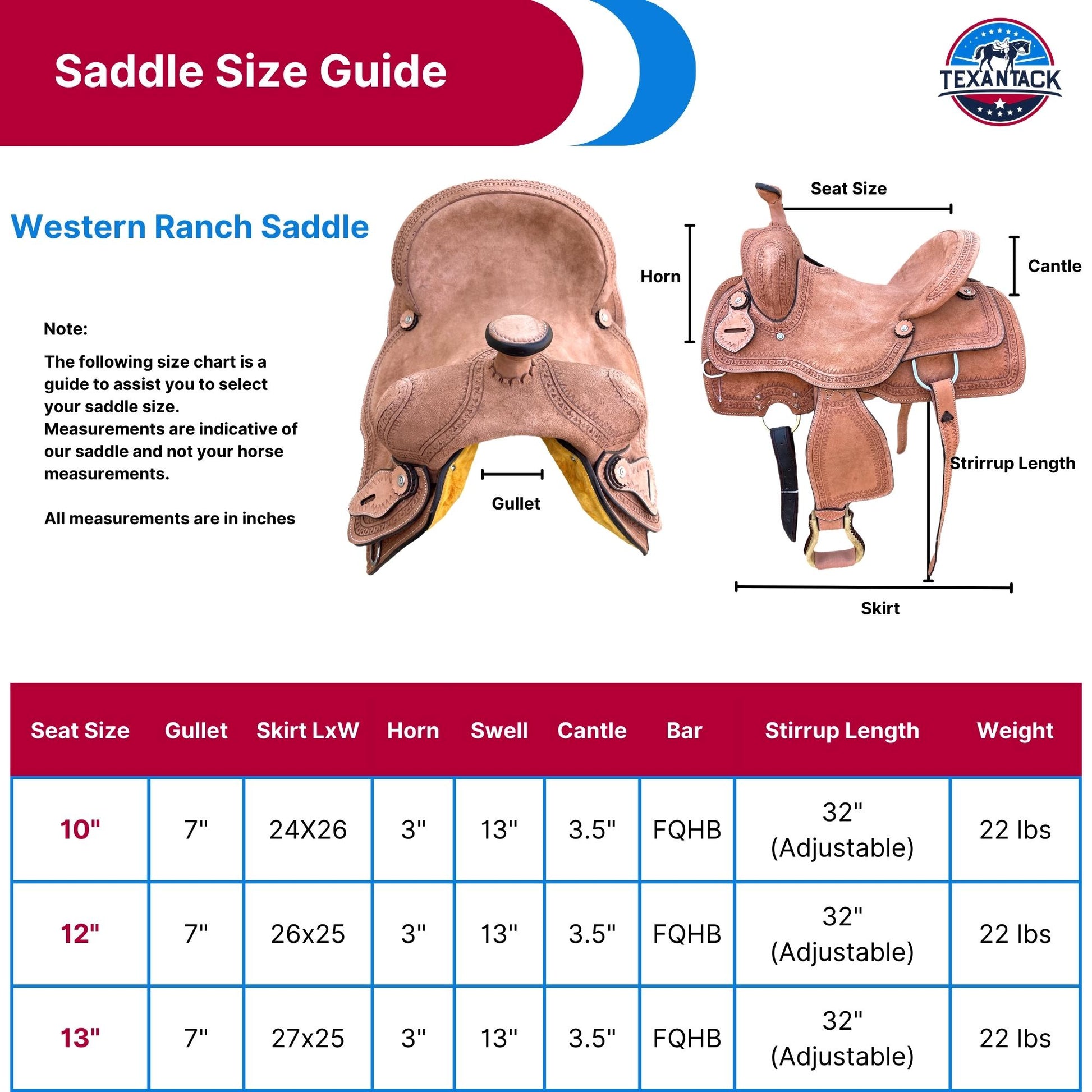 Youth Western Ranch Saddle: Serpentine Tooled Leather, Hard Seat TEXANTACK