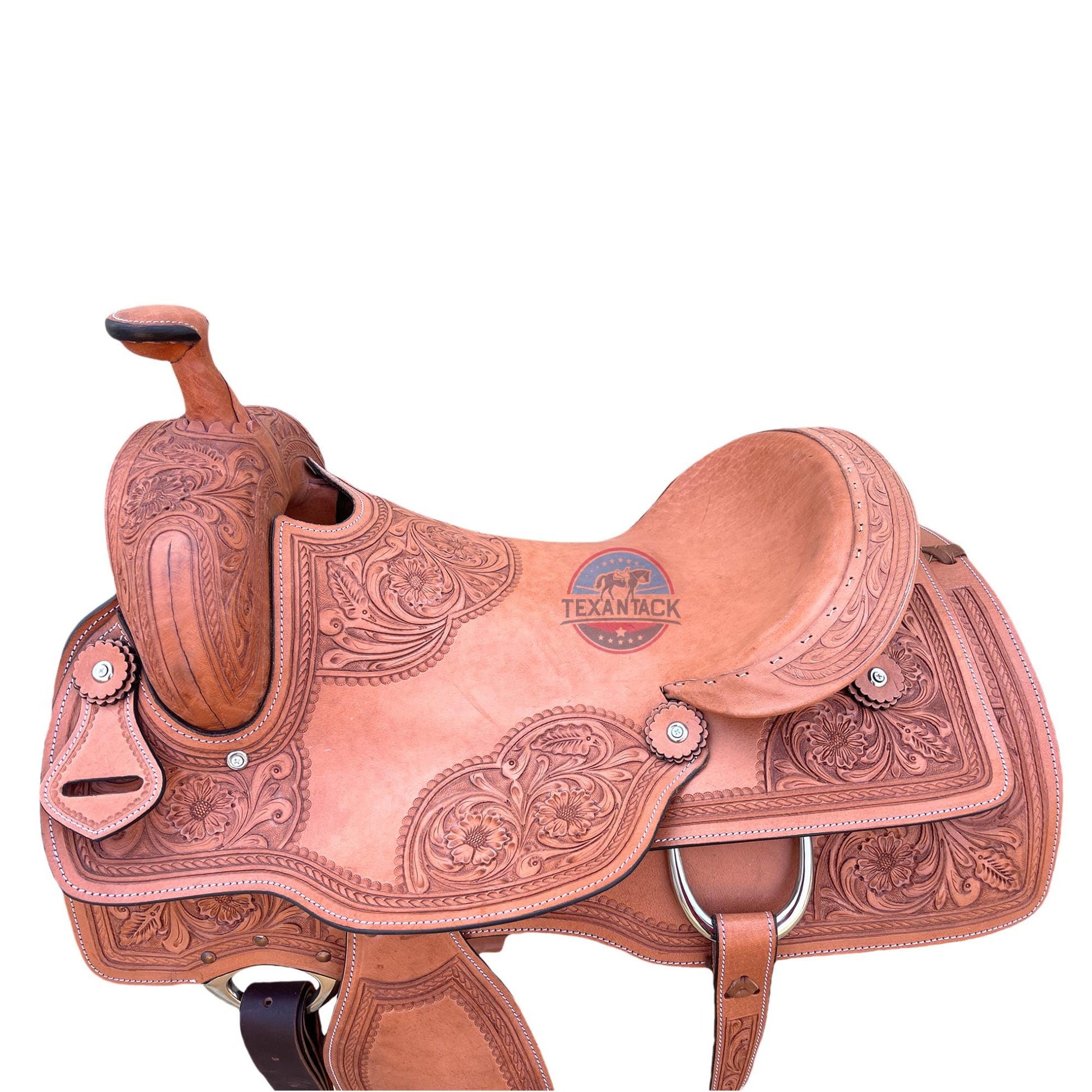 Premium Ranch Cutter Saddle | Hand Tooled Leather | 14"-17" Seat | FQHB 7" Gullet | Oily & Non-Oily Finish | Western Horse Saddle TEXANTACK