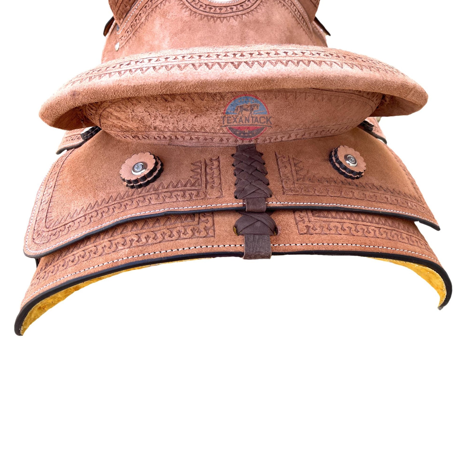 Youth Western Ranch Saddle: Serpentine Tooled Leather, Hard Seat TEXANTACK