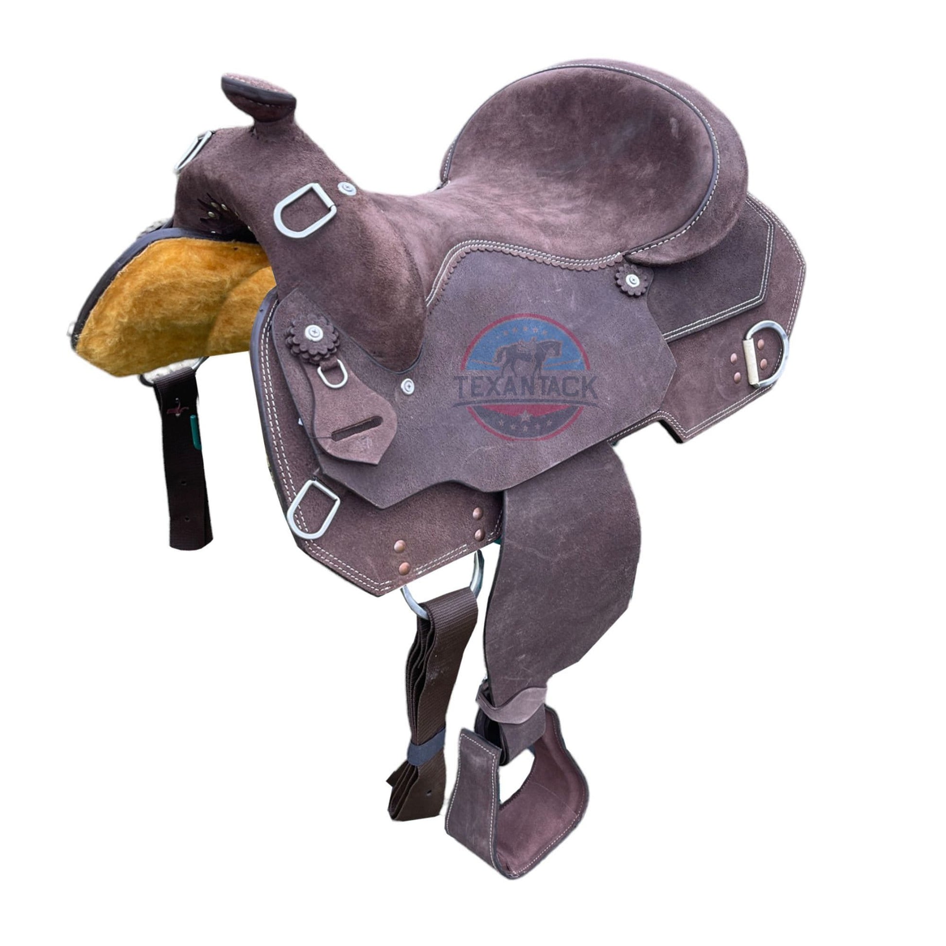 Western Roughout Leather Work Saddle: Comfort Ride - 15/16/17 Inch TEXANTACK