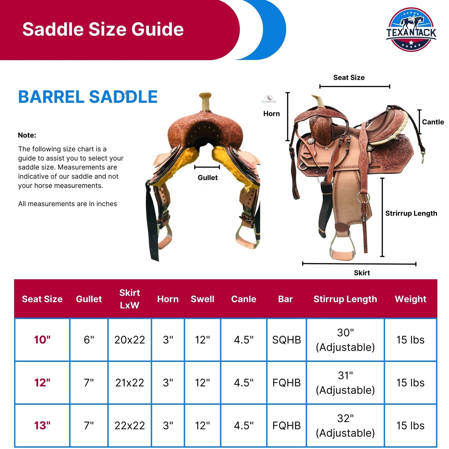 Kids Western Leather Barrel Saddle: Suede Seat, Matching Tack Set (10-13 inch) TEXANTACK