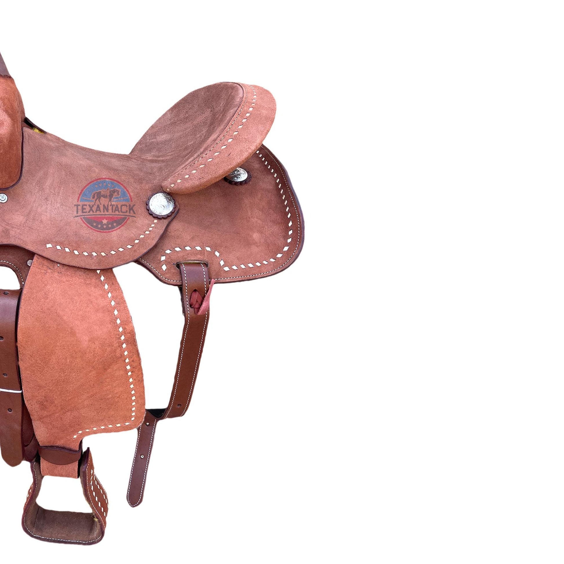 14.5" Roughout Leather Barrel Racing Saddle: Lightweight Western Horse Saddle TEXANTACK