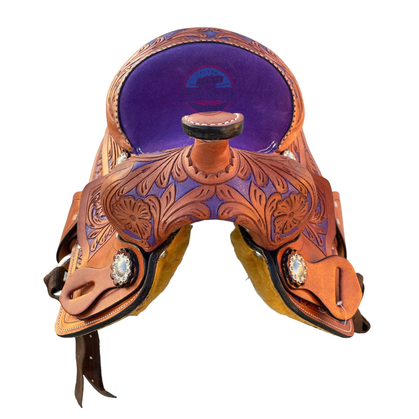 Mini/Pony Western Horse Barrel Saddle Floral Tooled- 8 Inch TEXANTACK
