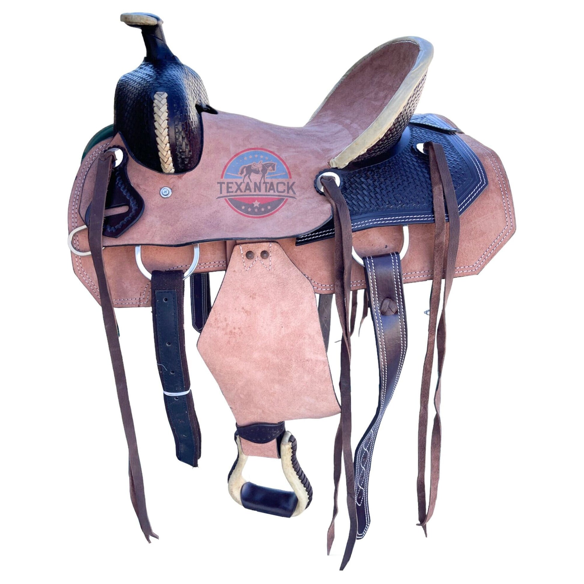 Two-Tone Leather Horse Saddle: Roughout Ranch Saddle (Sizes 10"–18.5") TEXANTACK