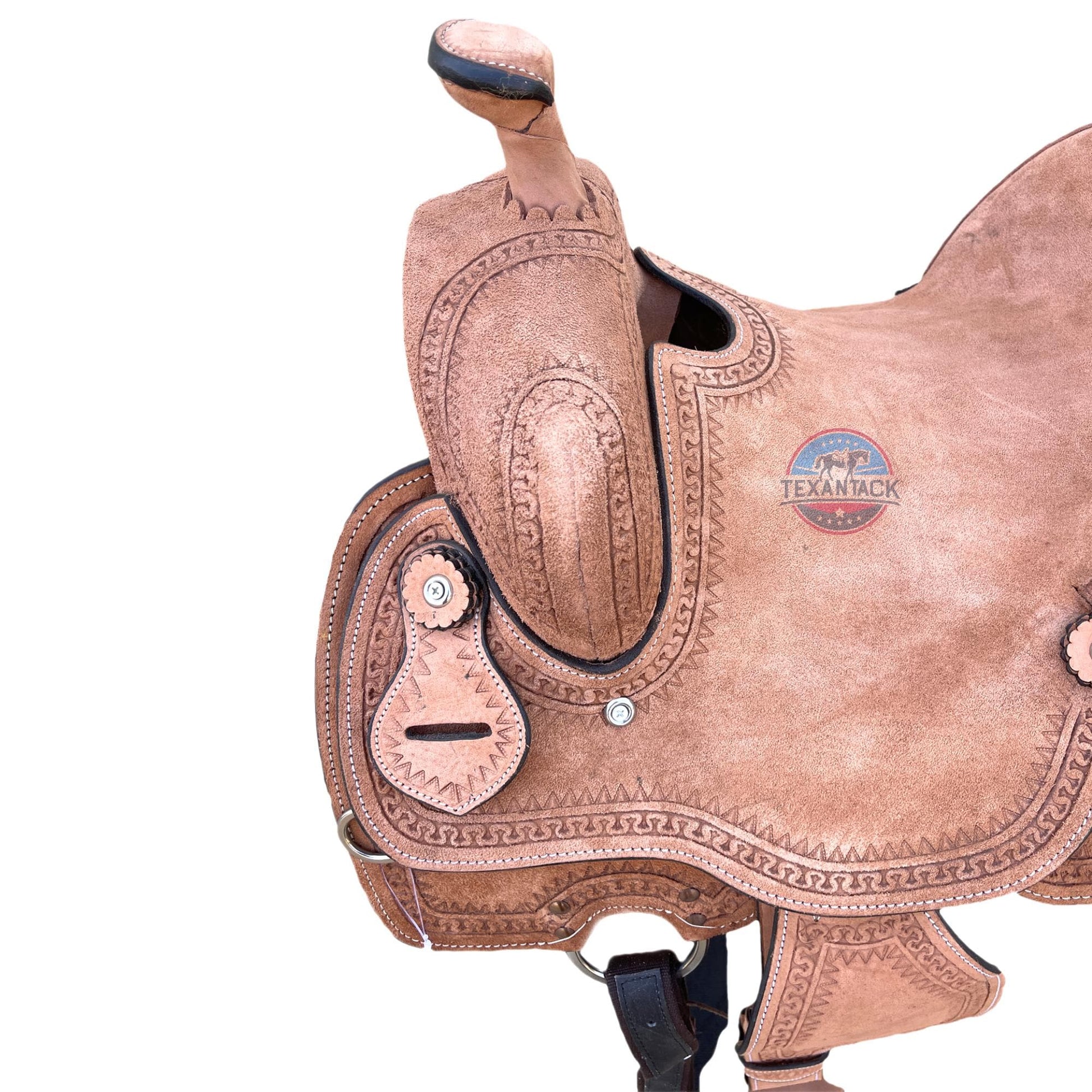 Youth Western Ranch Saddle: Serpentine Tooled Leather, Hard Seat TEXANTACK