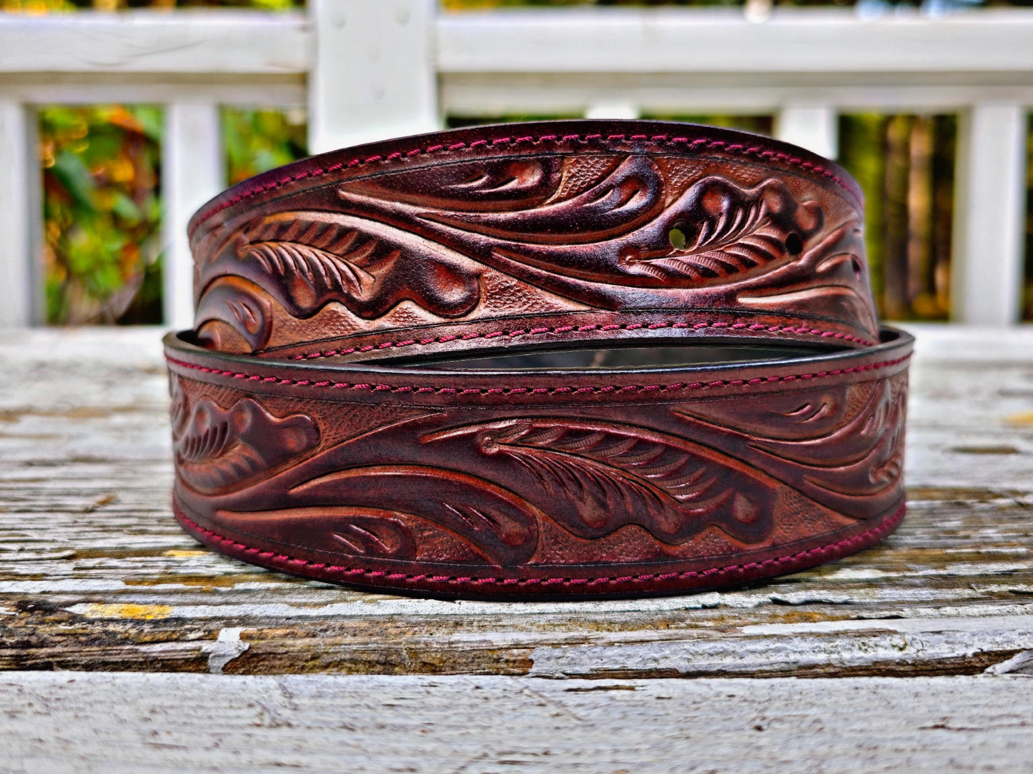 Hand-Tooled Full Grain Leather Western Belt: Embossed Unisex Design TEXANTACK