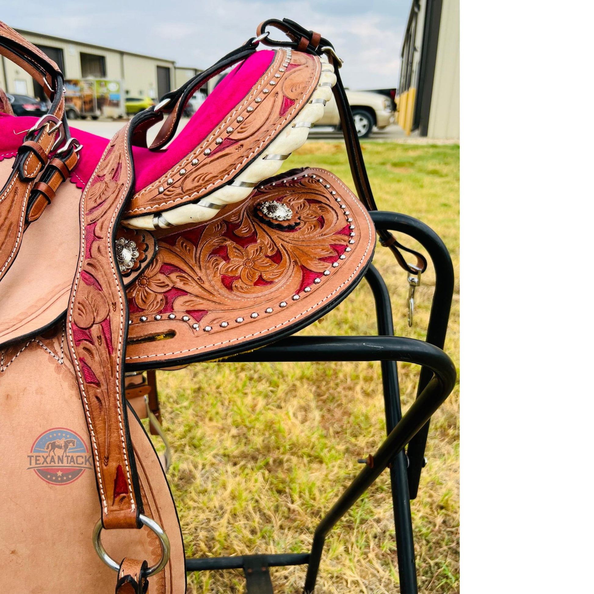 Youth Western Saddle: Handcrafted Leather with Suede Seat & Floral Tooling TEXANTACK