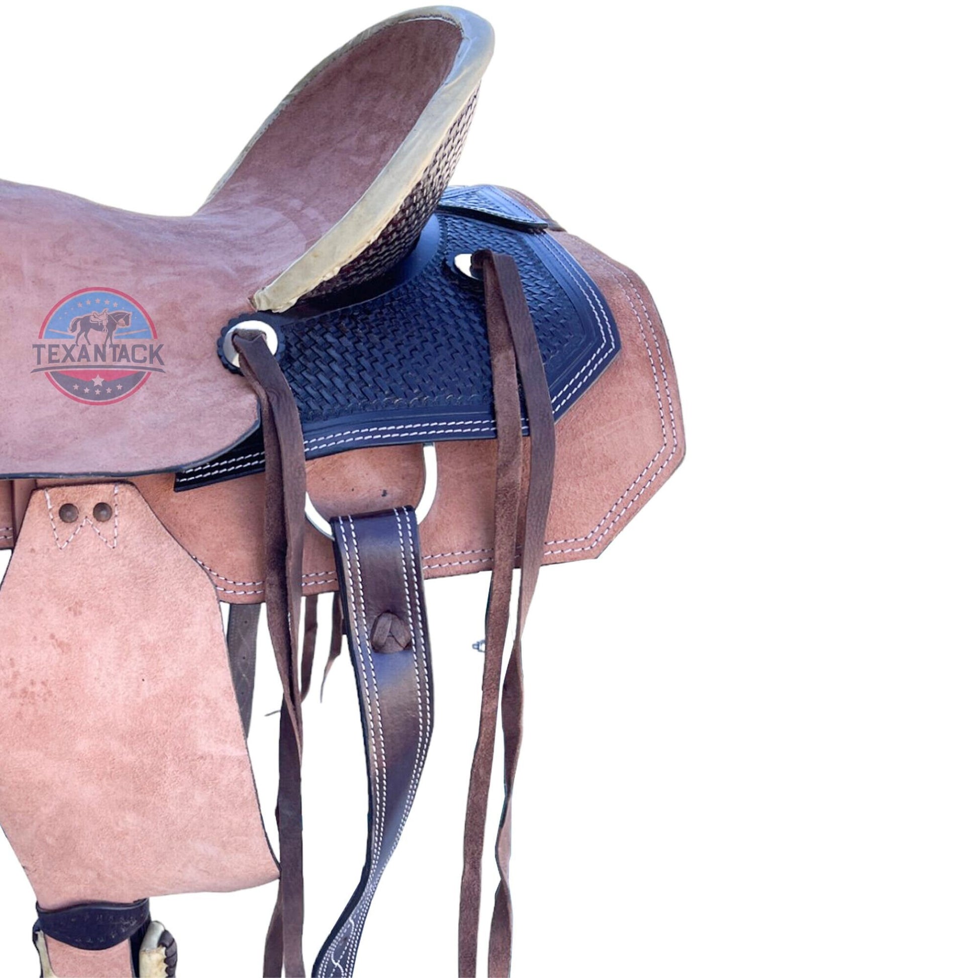 Two-Tone Leather Horse Saddle: Roughout Ranch Saddle (Sizes 10"–18.5") TEXANTACK