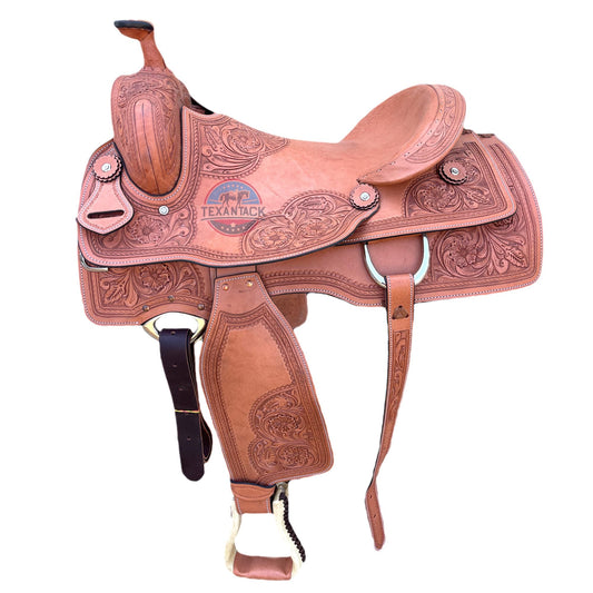 Premium Ranch Cutter Saddle | Hand Tooled Leather | 14"-17" Seat | FQHB 7" Gullet | Oily & Non-Oily Finish | Western Horse Saddle TEXANTACK