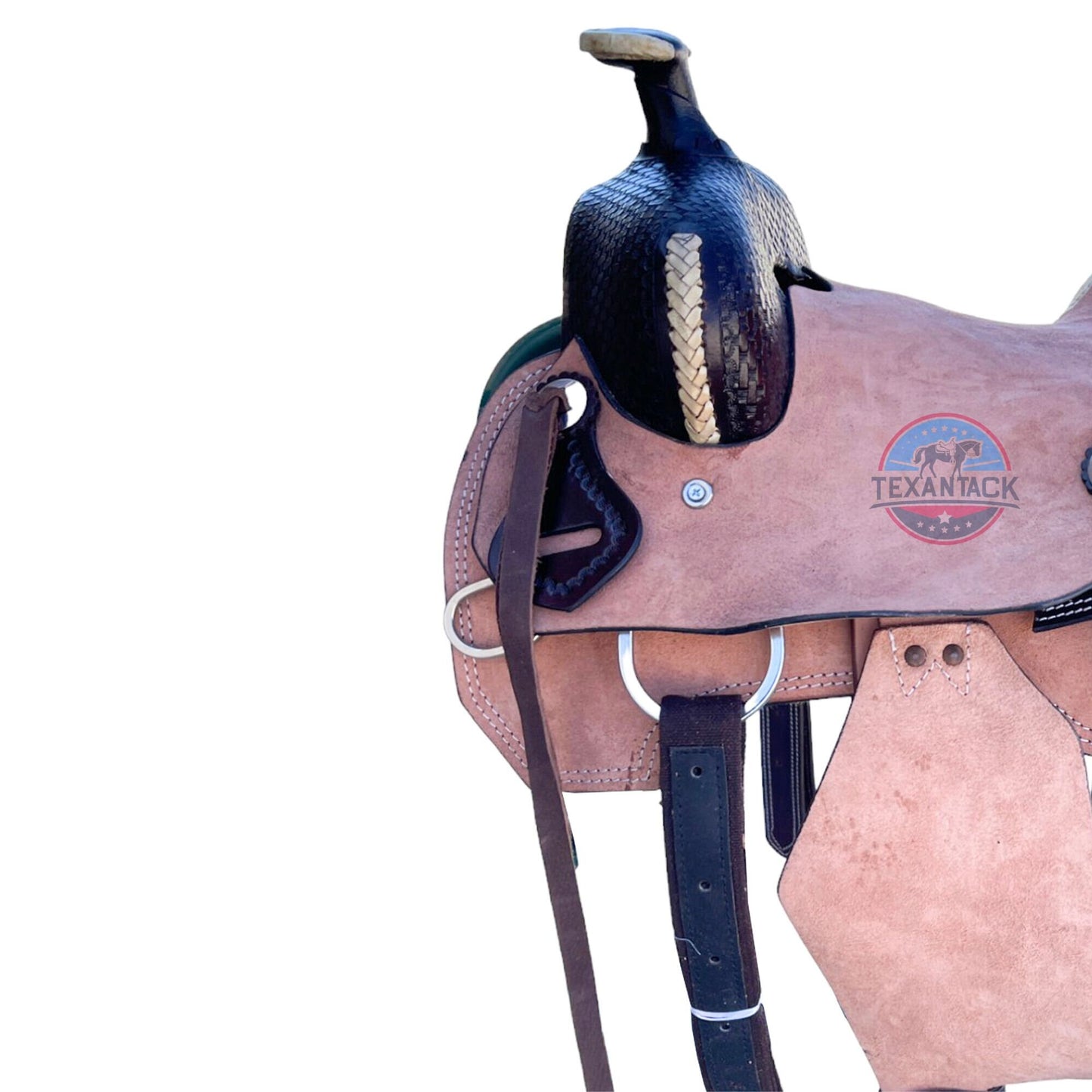 Two-Tone Leather Horse Saddle: Roughout Ranch Saddle (Sizes 10"–18.5") TEXANTACK