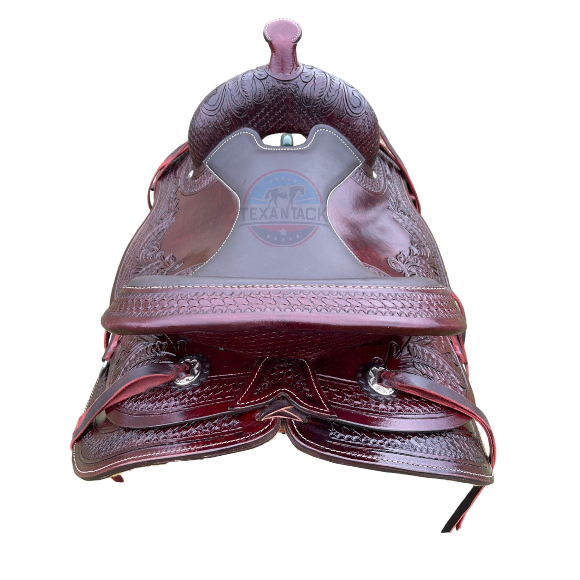 Premium Leather Western Endurance Saddle - Western Pleasure Trail Horse Saddle with Floral Tooling & Padded Seat in 15”, 16”, 17” Size TEXANTACK