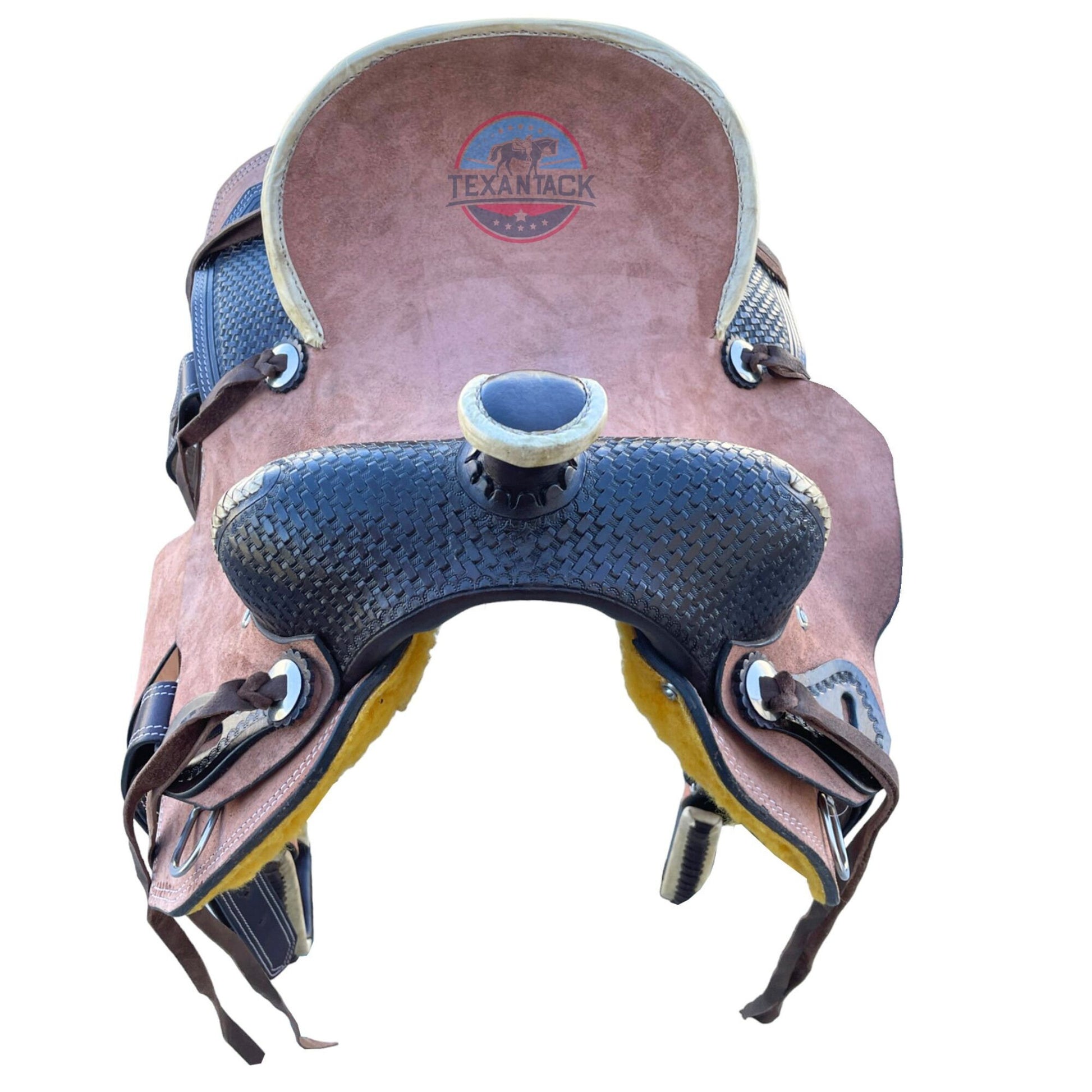 Two-Tone Leather Horse Saddle: Roughout Ranch Saddle (Sizes 10"–18.5") TEXANTACK