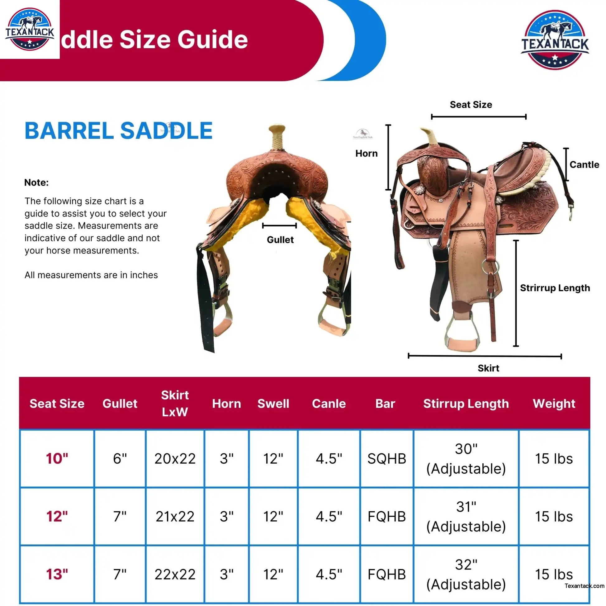 Kids Western Leather Barrel Saddle: Suede Seat, Matching Tack Set (10-13 inch) TEXANTACK