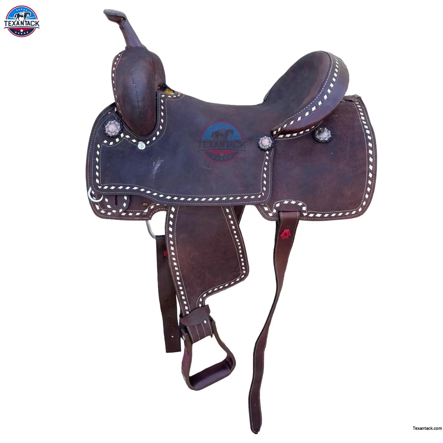 Leather Western Barrel Saddle: Deep Seat with Buck Stitch TEXANTACK
