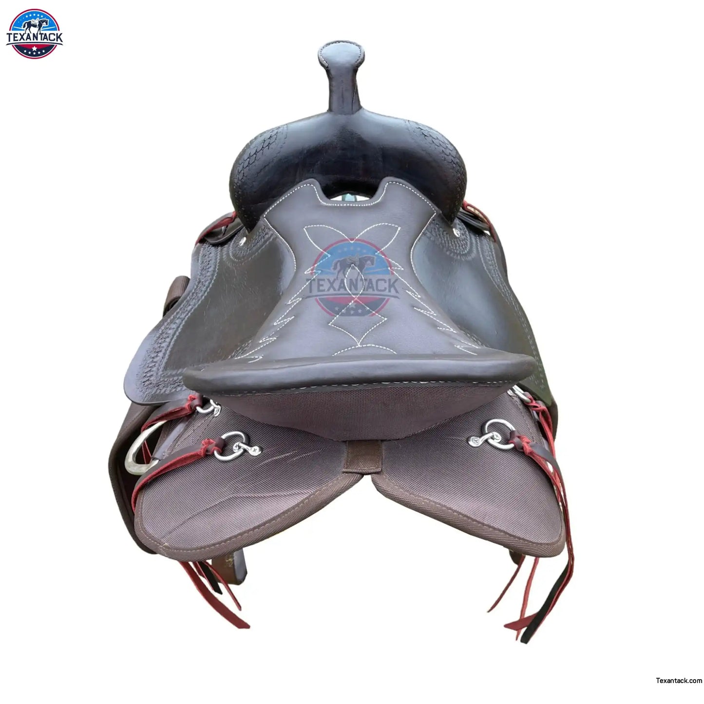 Lightweight Leather Cordura Trail Saddle: Basket Weave Tooling, Padded Seat TEXANTACK