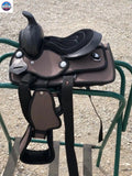 Kids Western New Generation Horse Synthetic Saddle - 8"- Blue/Black/Light Brown/Pink Color Saddle - NewEngland Tack