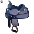 Youth Western New Generation Horse Synthetic Saddle - 8"- Blue/Black/Light Brown/Pink Color Saddle NewEngland Tack
