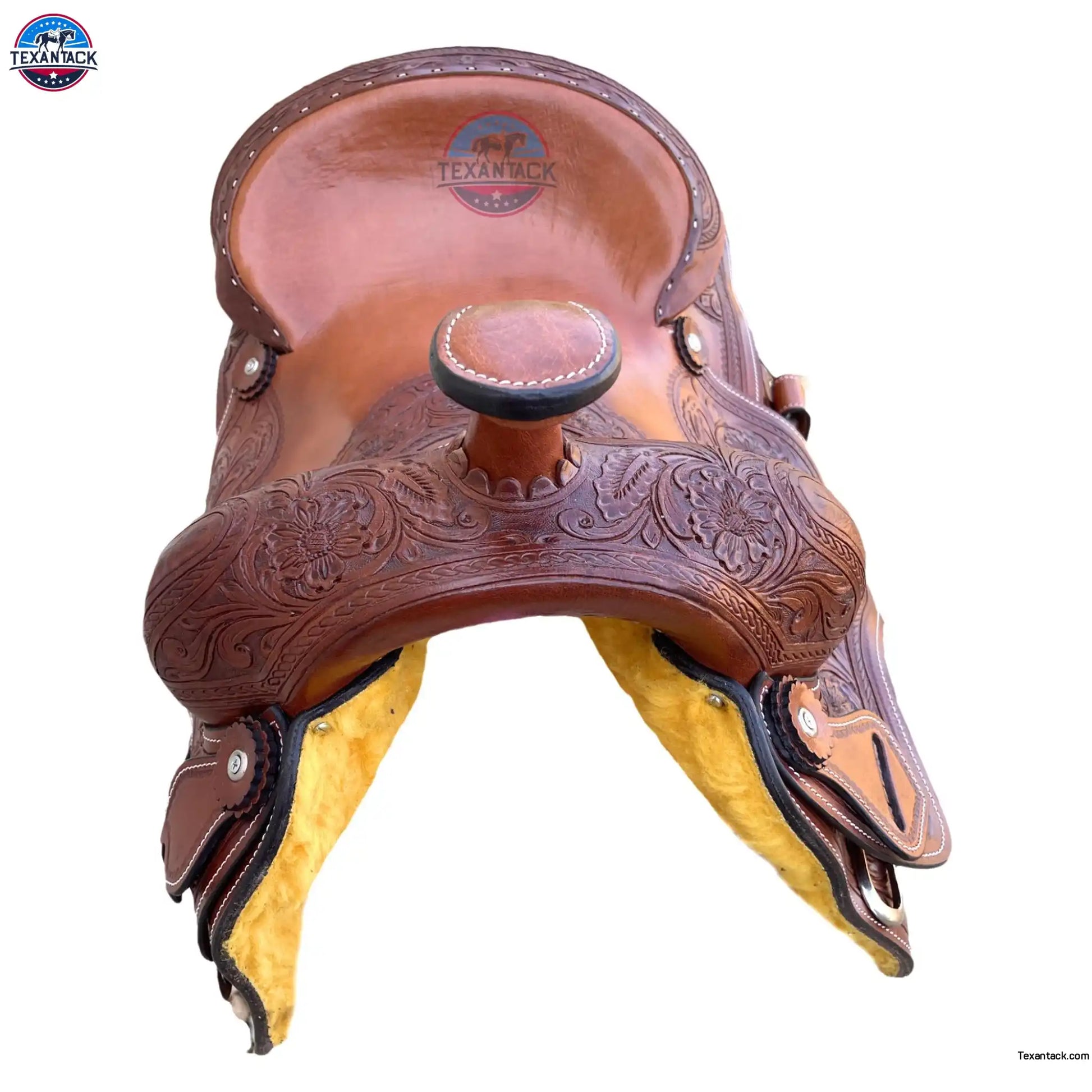 Premium Ranch Cutter Saddle | Hand Tooled Leather | 14"-17" Seat | FQHB 7" Gullet | Oily & Non-Oily Finish | Western Horse Saddle TEXANTACK