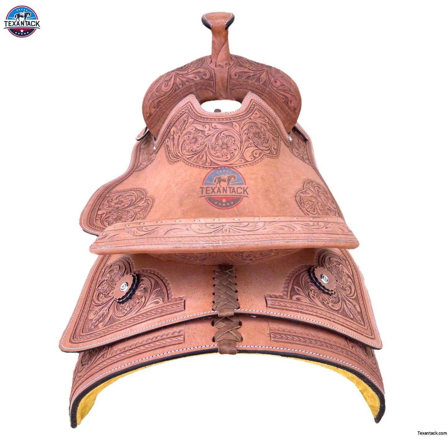 Premium Ranch Cutter Saddle | Hand Tooled Leather | 14"-17" Seat | FQHB 7" Gullet | Oily & Non-Oily Finish | Western Horse Saddle TEXANTACK