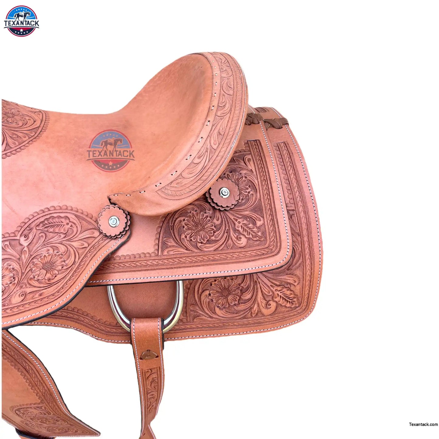 Premium Ranch Cutter Saddle | Hand Tooled Leather | 14"-17" Seat | FQHB 7" Gullet | Oily & Non-Oily Finish | Western Horse Saddle TEXANTACK