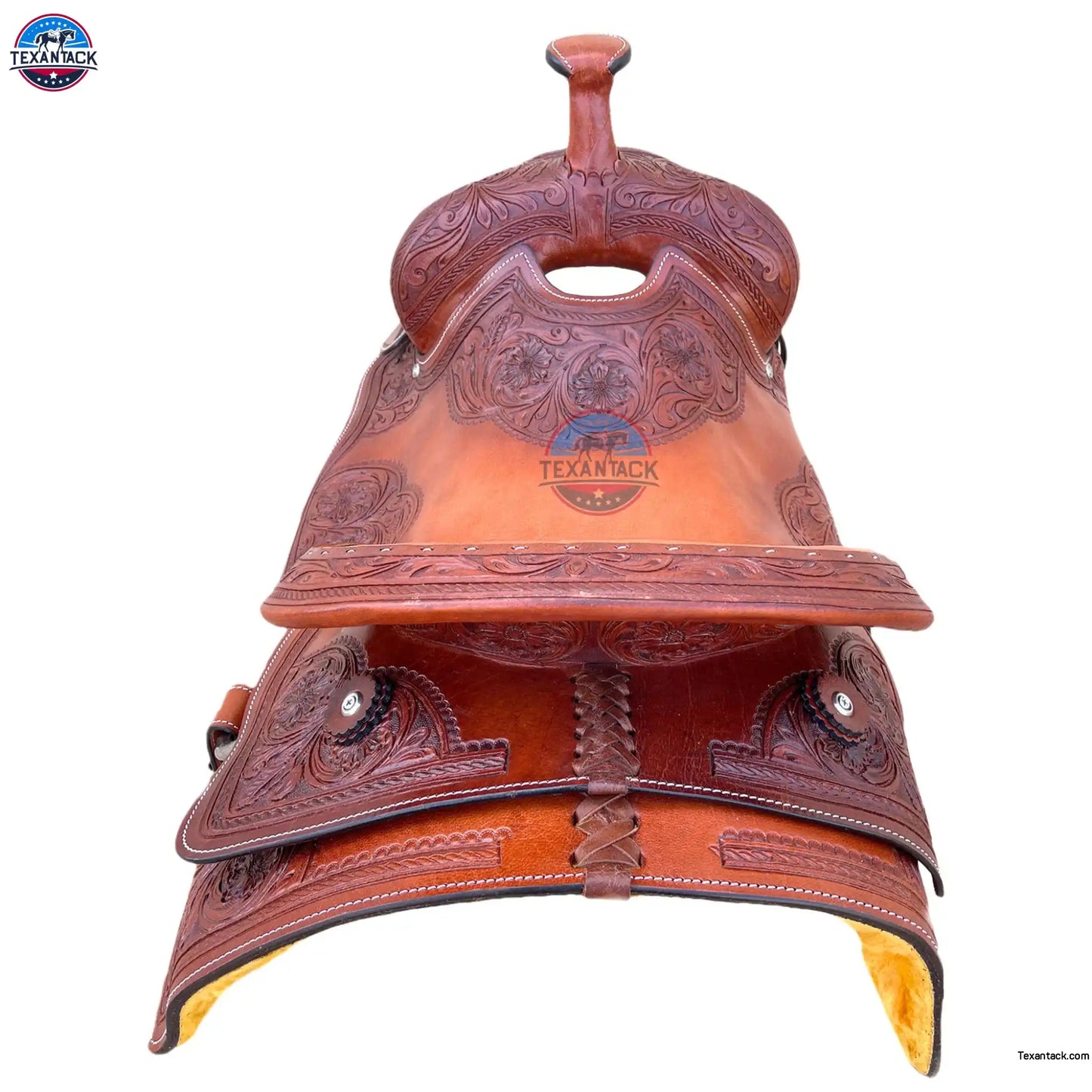 Premium Ranch Cutter Saddle | Hand Tooled Leather | 14"-17" Seat | FQHB 7" Gullet | Oily & Non-Oily Finish | Western Horse Saddle TEXANTACK