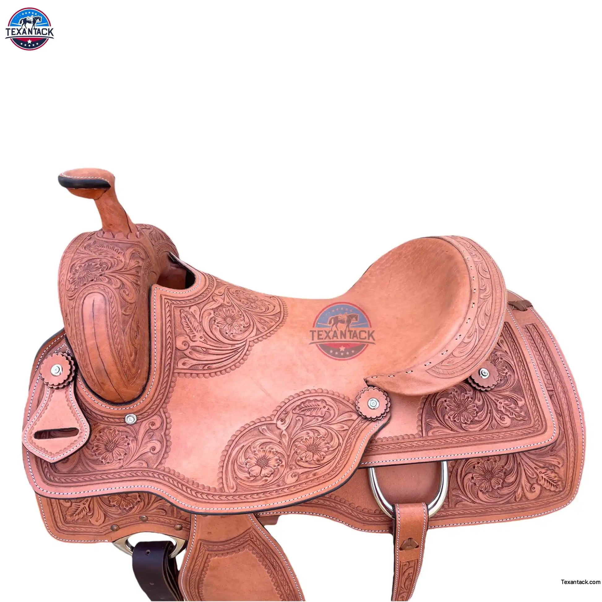 Premium Ranch Cutter Saddle | Hand Tooled Leather | 14"-17" Seat | FQHB 7" Gullet | Oily & Non-Oily Finish | Western Horse Saddle TEXANTACK