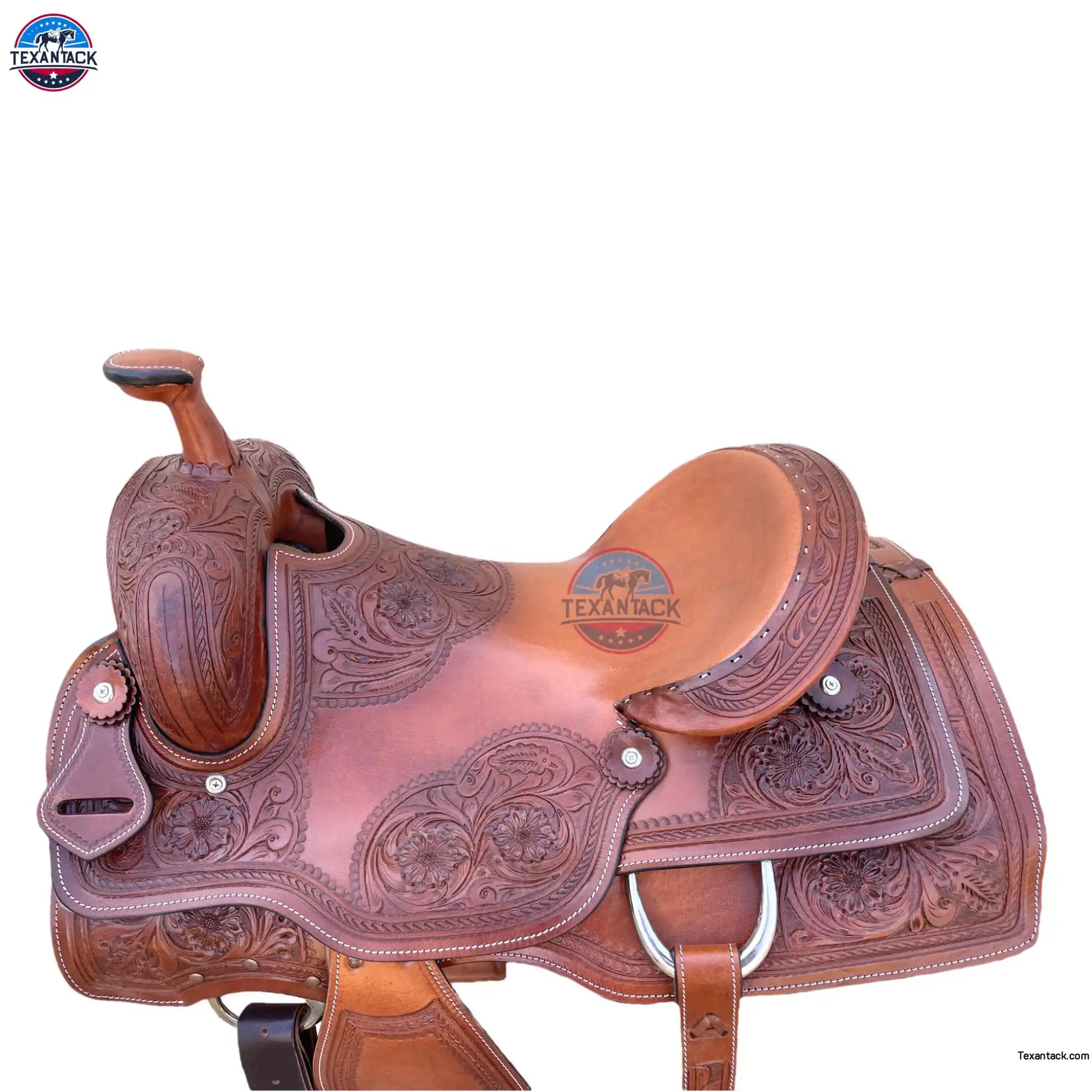 Premium Ranch Cutter Saddle | Hand Tooled Leather | 14"-17" Seat | FQHB 7" Gullet | Oily & Non-Oily Finish | Western Horse Saddle TEXANTACK