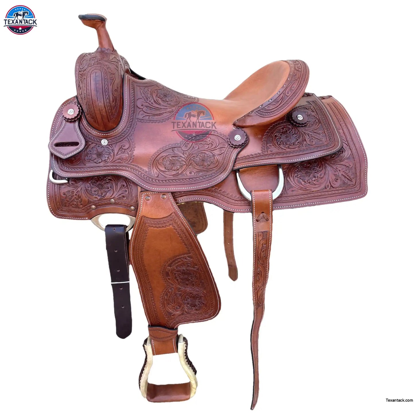 Premium Ranch Cutter Saddle | Hand Tooled Leather | 14"-17" Seat | FQHB 7" Gullet | Oily & Non-Oily Finish | Western Horse Saddle TEXANTACK