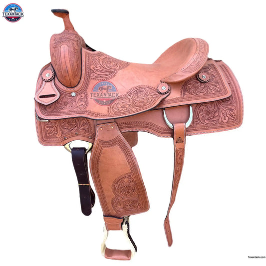 Premium Ranch Cutter Saddle | Hand Tooled Leather | 14"-17" Seat | FQHB 7" Gullet | Oily & Non-Oily Finish | Western Horse Saddle TEXANTACK