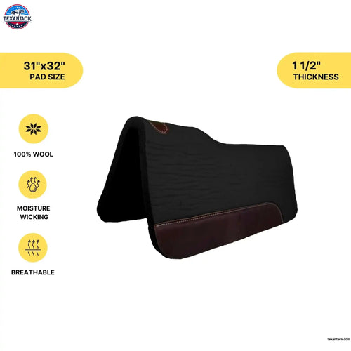 Resistance 31 x 32 Felt Performance Woolen Saddle Pad with Wear Leathers 1.5"