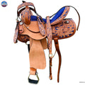 Resistance Adult Western Horse Barrel Saddle For Horse Riding | Floral Tooled With Silver Conchos | Genuine Leather 14" 15" 16" with Free Tack set NewEngland Tack