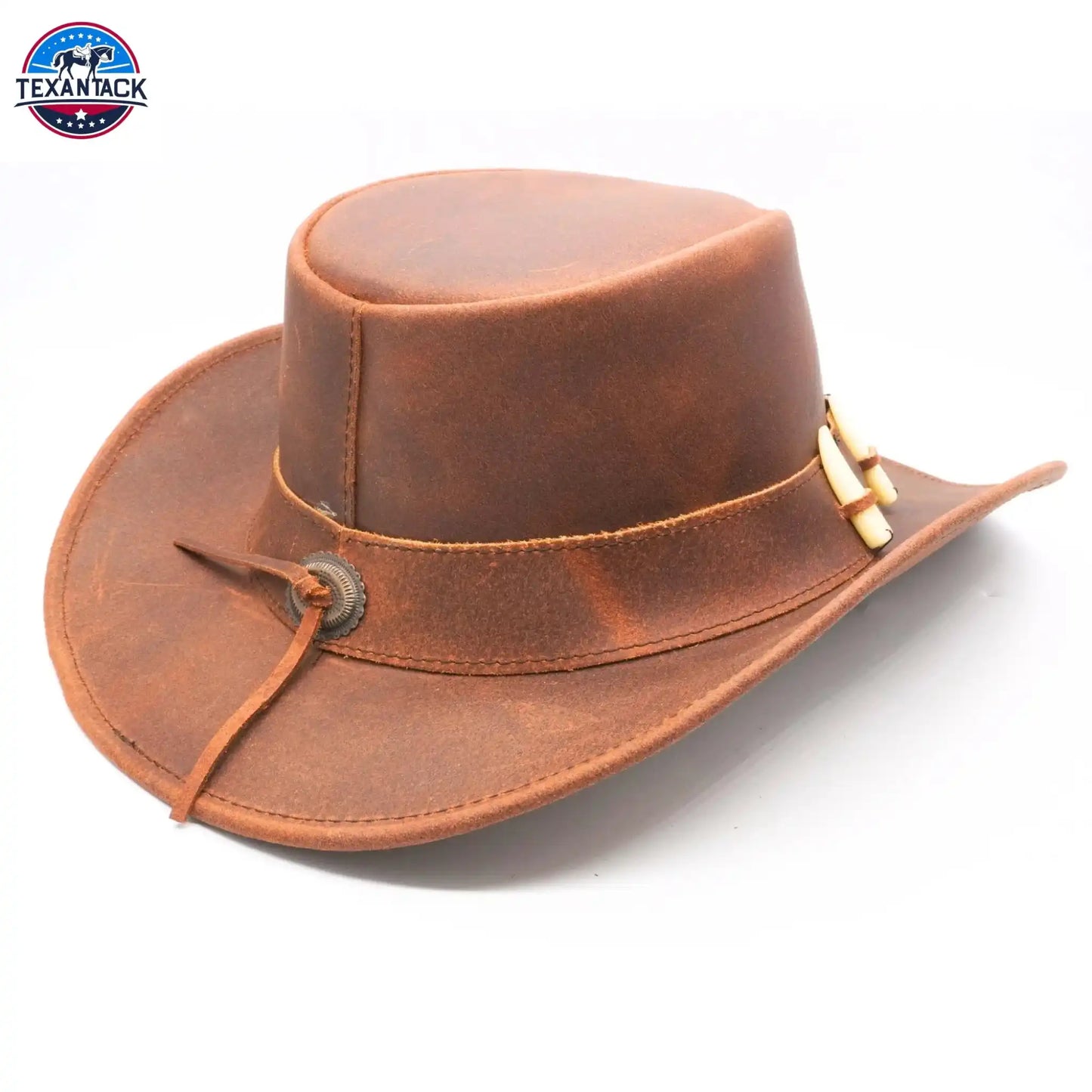 RESISTANCE Australian Leather Hat with Crocodile Band Teeth - Dundee Style | Outback Hat for Men and Women NewEngland Tack