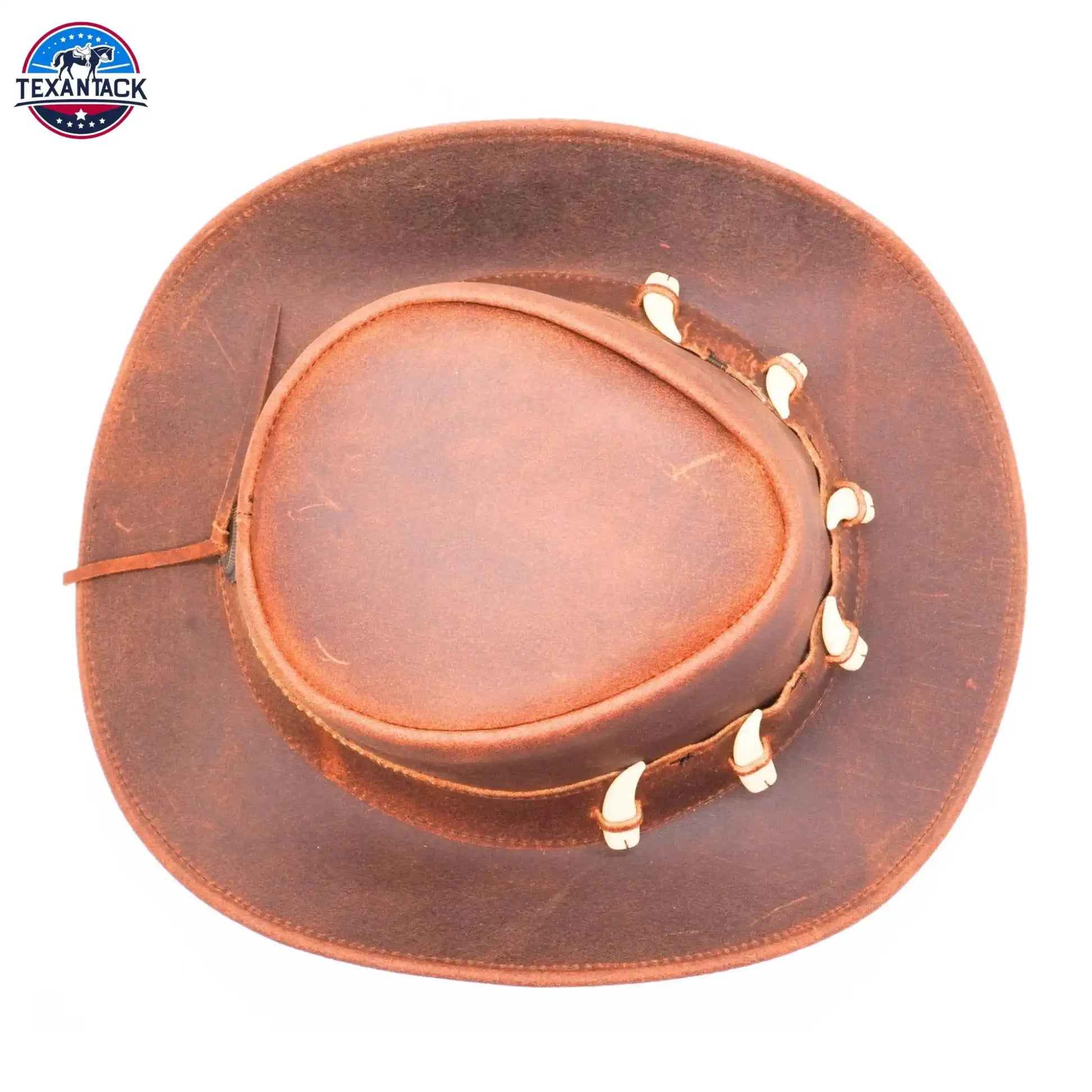 RESISTANCE Australian Leather Hat with Crocodile Band Teeth - Dundee Style | Outback Hat for Men and Women NewEngland Tack