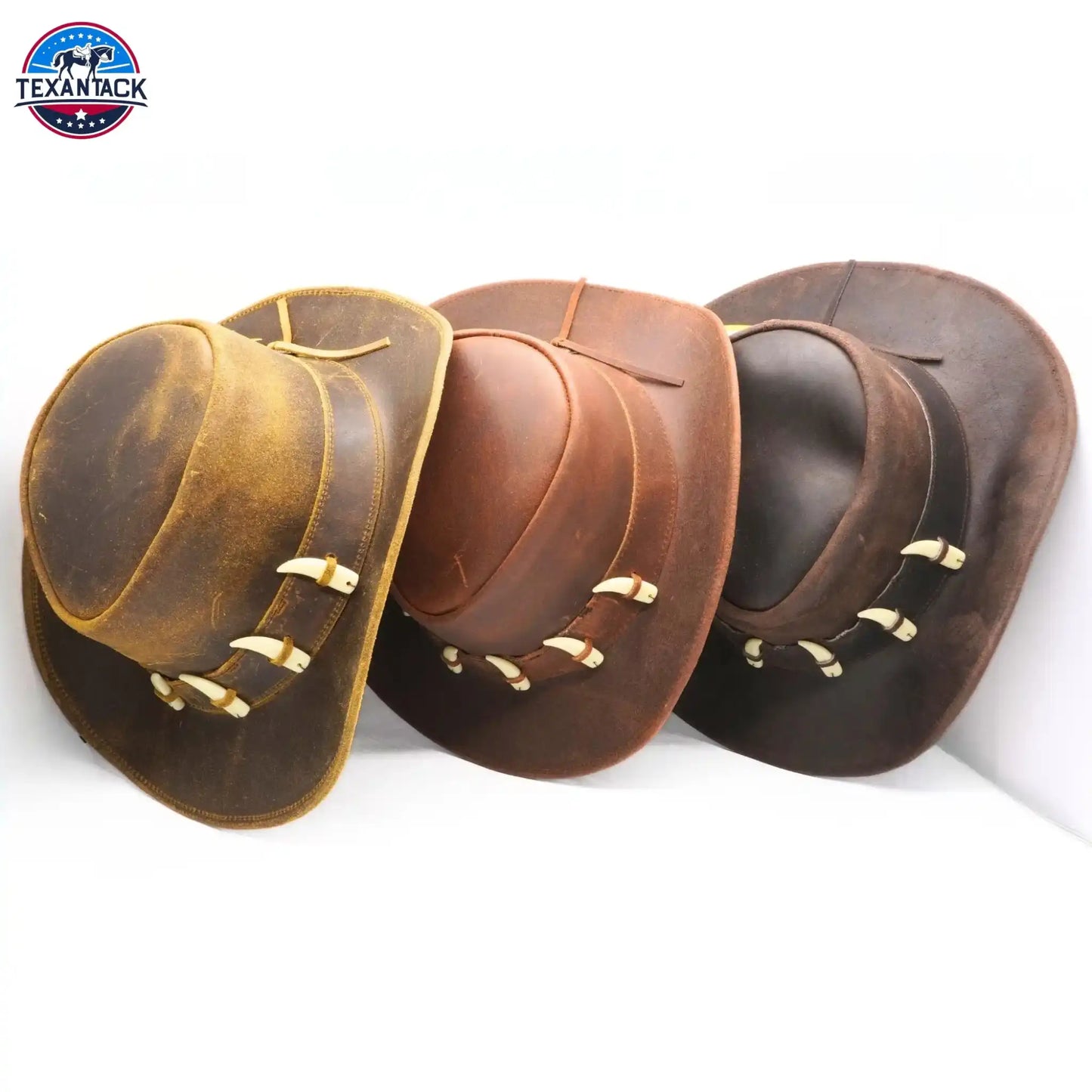 RESISTANCE Australian Leather Hat with Crocodile Band Teeth - Dundee Style | Outback Hat for Men and Women NewEngland Tack