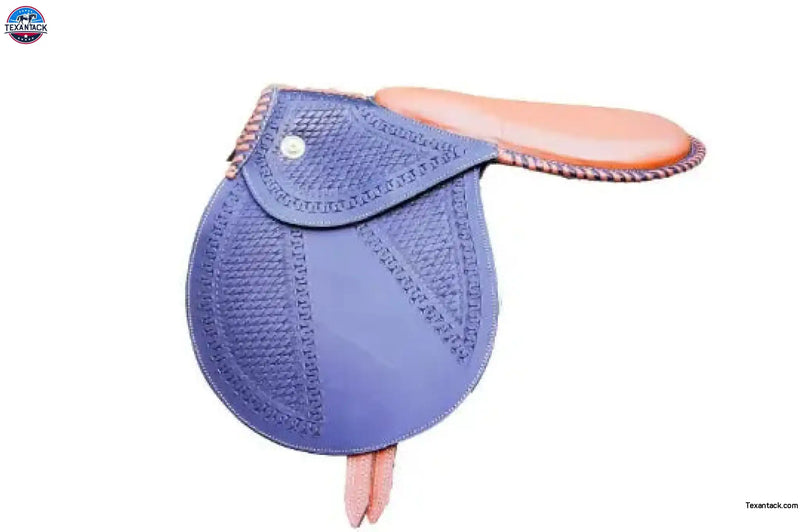 Exercise Racing Horse Saddle - Leather - Black Flap with Tan Seat - NewEngland Tack