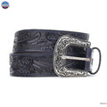Resistance Floral Black Women's Cowgirl Cowboy Country Belt  With Floral Embossed Silver Buckle NewEngland Tack