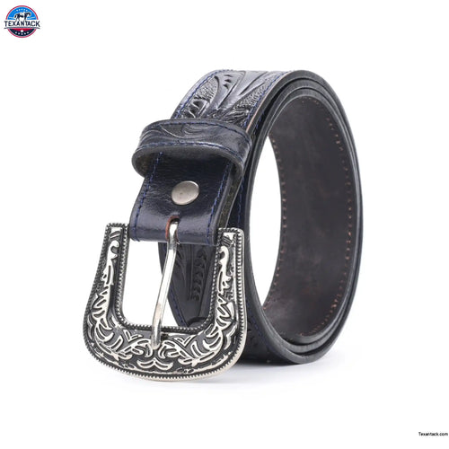 Resistance Floral Black Women's Cowgirl Cowboy Country Belt  With Floral Embossed Silver Buckle